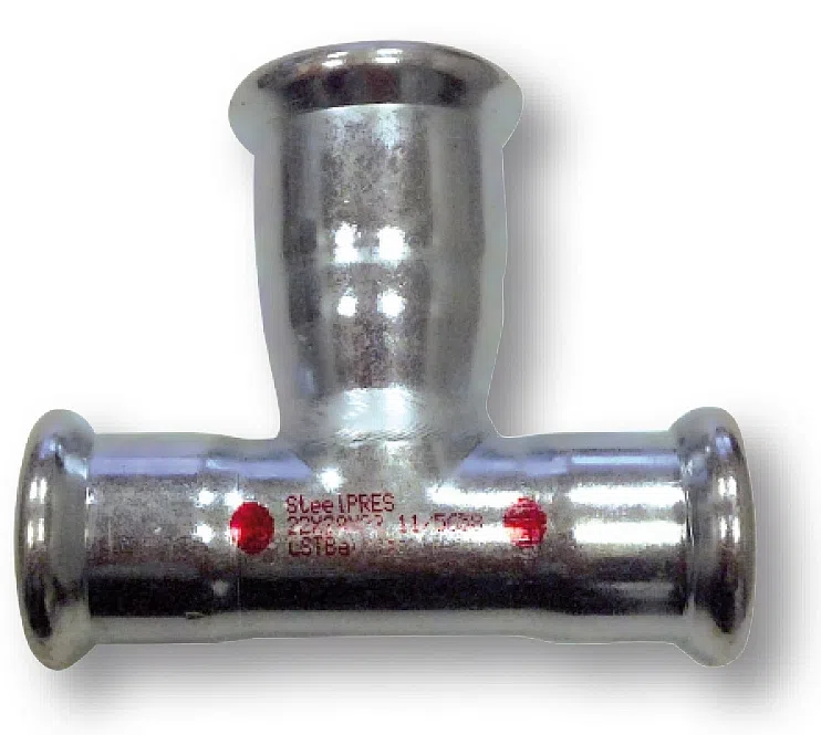 Тройник редукционный на больший диаметр стальной, оцинкованный снаружи SteelPres - изображение товара 