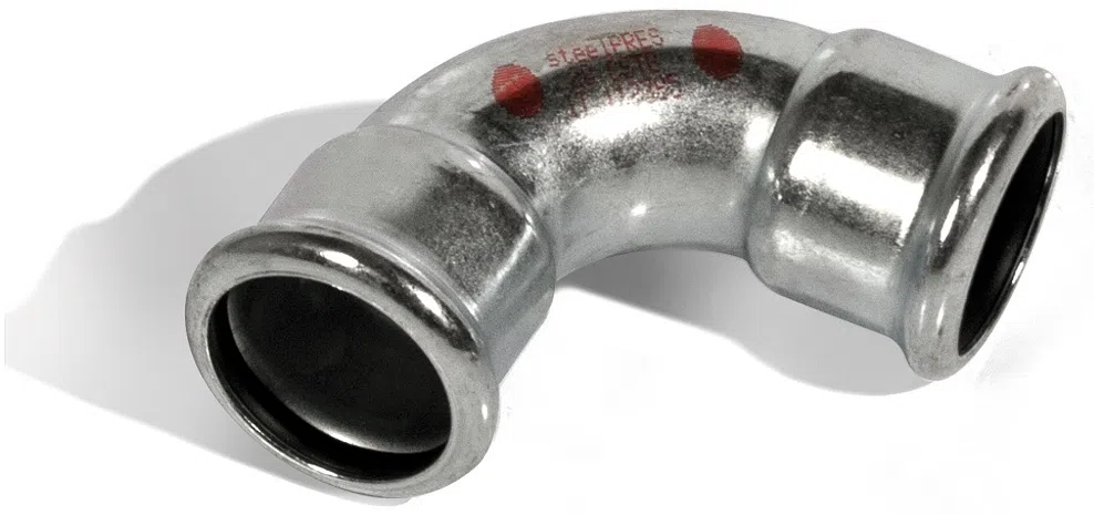 Отвод 90° внутренний / внутренний стальной, оцинкованный снаружи SteelPres - изображение товара 