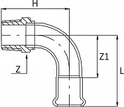 Отвод 90° с наружной резьбой оцинкованный снаружи SteelPres - изображение товара 0
