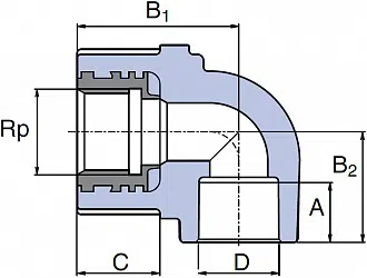 PP-R Настенный угольник для гипсокартона Wavin Ekoplastik / серый - изображение товара 0