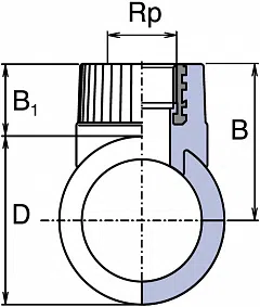 PP-R Вварное седло с металлической внутренней резьбой Wavin Ekoplastik / серый - изображение товара 0