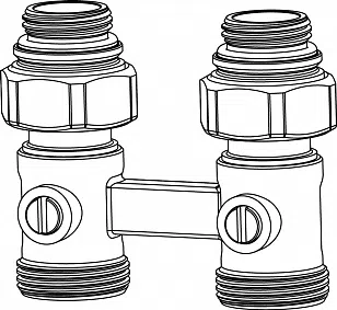 Проходная арматура Vekotrim для нижнего подключения радиаторов со встроенными термостатическими клапанами IMI Heimeier - изображение товара 2