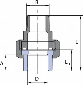 PP-R Раструбное соединение наружное Wavin Ekoplastik / серый - изображение товара 0