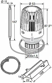 Термостатическая головка К с теплопроводящей базой и спиральной пружиной