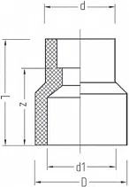 PP-R  Муфта переходная внутренняя/ наружная PRO AQUA / серый - изображение товара 0