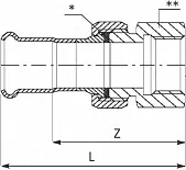 Разборное соединение с внутренней резьбой из  латуни SteelPres - изображение товара 0
