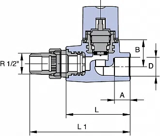 Вентиль радиаторный термостатический прямой Wavin Ekoplastik / серый - изображение товара 1
