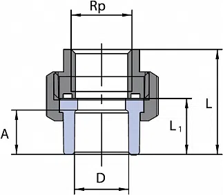 PP-R Раструбное соединение внутреннее Wavin Ekoplastik / серый - изображение товара 0