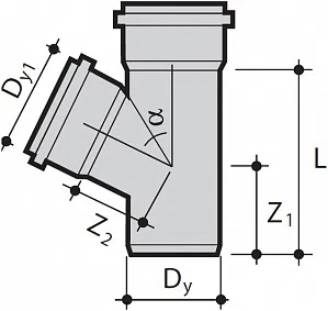 ПВХ тройник внутренней канализации 67° Wavin Optima - изображение товара 0