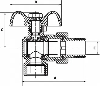 Кран шаровый полнопроходной угловой со сгоном, НВ PRO AQUA - изображение товара 0