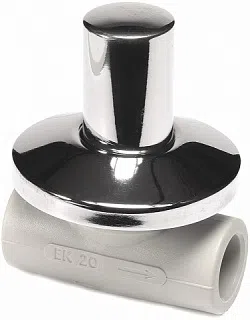 PP-R Вентиль под штукатурку проходной с металлической крышкой  Wavin Ekoplastik / серый - изображение товара 