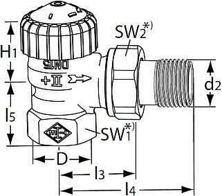 Термостатический клапан угловой V-exact II IMI Heimeier - изображение товара 0
