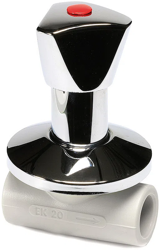 PP-R Вентиль под штукатурку проходной с металлической рукояткой  Wavin Ekoplastik / серый - изображение товара 0