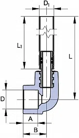 PP-R Подключение к радиатору угольник 90° Wavin Ekoplastik / серый - изображение товара 0