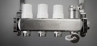 Коллекторный блок с расходомерами и автомат. воздухоотводчиками водяного тёплого пола PRO AQUA - изображение товара 3