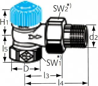 Термостатический клапан угловой большой проходимости IMI Heimeier - изображение товара 0