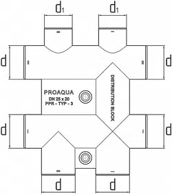 PP-R Распределительный блок 8 выходов PRO AQUA / белый - изображение товара 1