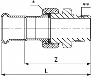Разборное соединение с наружной резьбой из латуни SteelPres - изображение товара 1