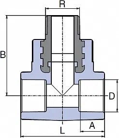 Тройник с металлической наружной резьбой Wavin Ekoplastik / серый - изображение товара 0