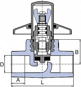 PP-R Вентиль под штукатурку проходной с металлической крышкой  Wavin Ekoplastik / серый - изображение товара 0
