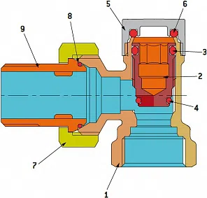 Радиаторный кран угловой нижний - изображение товара 0