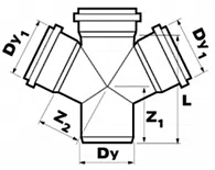 ПВХ крестовина одноплоскостная внутренней канализации Wavin Optima - изображение товара 0
