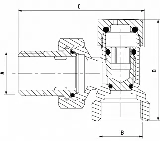 Радиаторный кран угловой нижний - изображение товара 1