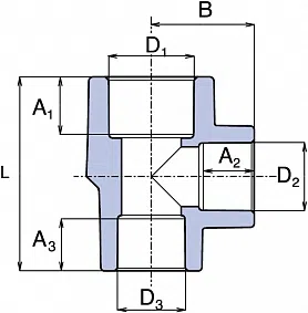 PP-R Тройник переходной с двух сторон Wavin Ekoplastik / серый - изображение товара 0