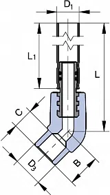 PP-R Подключение к радиатору угольник 45° Wavin Ekoplastik / серый - изображение товара 0